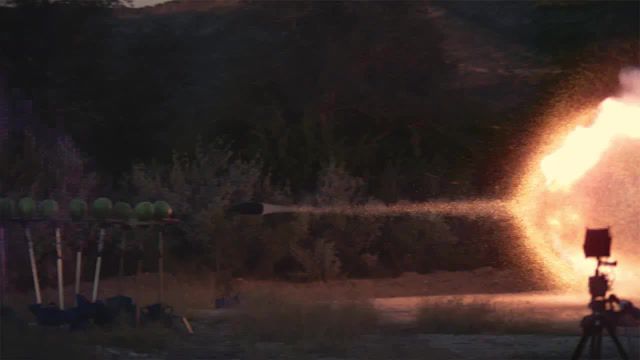 152mm Shell Deflected by Watermelons in Slow Motion