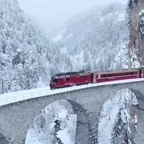 Red train, red, train, winter snowfall, winter, snowfall, snow, white, musik, music, cold, nature travel.