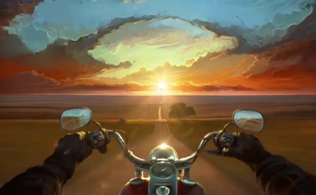 Road to sunset, Paintingto3d, Cameramapping, Rhads, Chebokha, Landofthewind, Bike, Sunset, Road, Wind, Sky, Endless, 3d, 3dsmax, Animation, Art, Cartoon, Artem Rhads Chebokha, Land Of The Wind, A Zakharov, Seccovan, 1000 Miles, Dwight Yoakam A Thousand Miles From Nowhere, Song, Alone, Loner, Motorcycle, Journey, Dusk, Sun, Travel, Drawing, Cube, Nowhere, Far Away