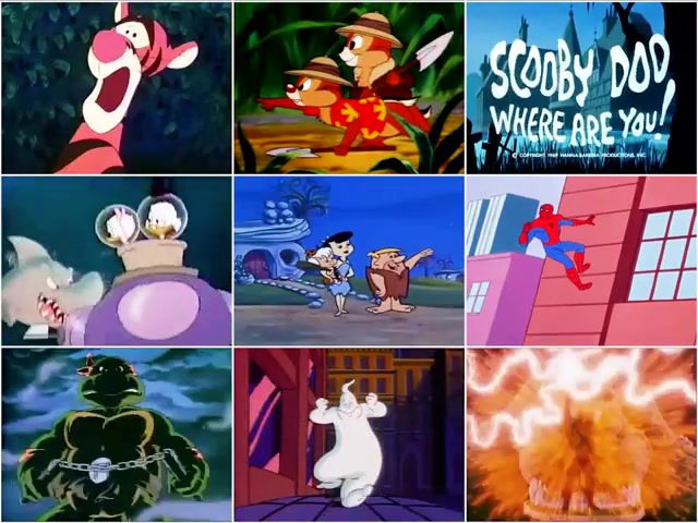 Where is our childhood, cartoons, the new adventures of winnie the pooh, chip n dale rescue rangers, scooby doo where are you, ducktales, the flintstones, spider man, teenage mutant ninja turtles, the real ghost busters, he man and the masters of the universe, intro.