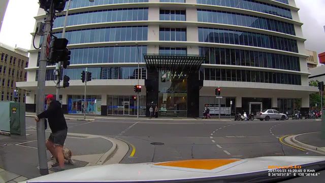 Angry pedestrian gets instant karma, dashboard cam, pedestrian fail, funny, lol, fail, karma.