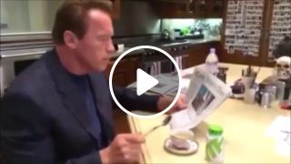 Arnold Schwarzenegger plays Terminator Theme Song
