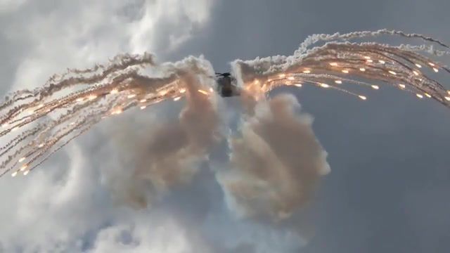 Angel wings, helicopter, fire force, sky, decoy flares, science technology.