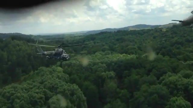 Mi 24 Hind helicopters shoot rockets from pilot view perspective, Kavkaz, Helicopter, Air, Fire, Creedence, War, Vietnam, Mi24, Science Technology