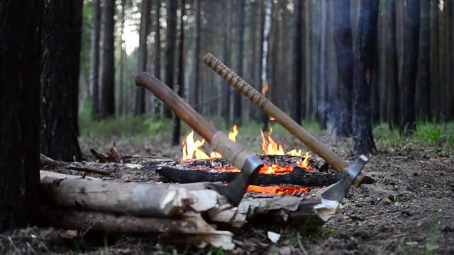 Campfire, Live, Cold Steel Trail Hawk, Campfire, Axe, Nature Travel