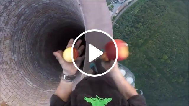 Some fun, chimney, climbing, slovenia, trbovlje, height, balance, juggling, roofing, urbex, kissing, tallest, balauric, 360 meters, 365 meters, 360m, 365m, nature travel. #0
