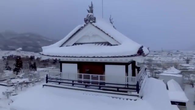 Snow temple, Japan, Samurai Reflection, Snow, Nature Travel