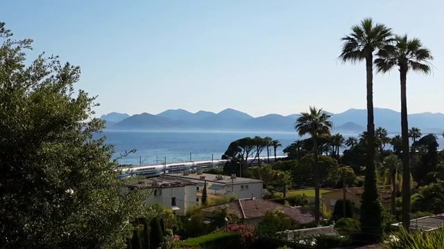 The french riviera, train, france, french riviera, sea, spring, summer, landscape, palm trees, sky, infinite loop, alison golden dust, nature travel.