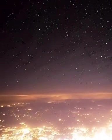Time lapse from the cockpit of an airplane at night