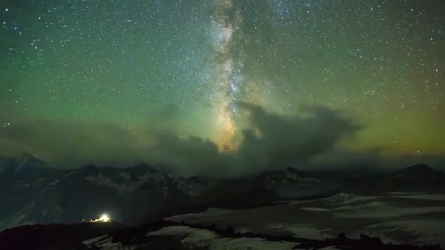 North caucasus, time lapse, night, star, nightscape, milky way, space, caucasus, montagne, clouds, nature travel.