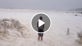 Pambula beach foam storm