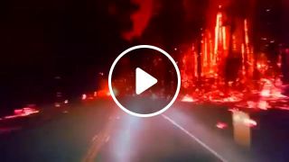 Driving through forest fire