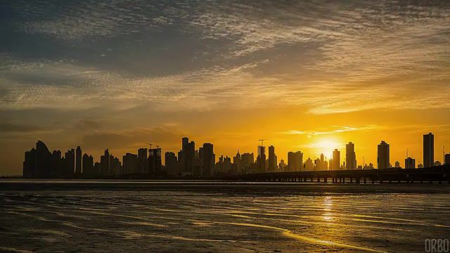 Panama city sunset, sea, water, sun, sunset, nature, city, cinemagraph, cinemagraphs, loop, orbo, eleprimer, live pictures.