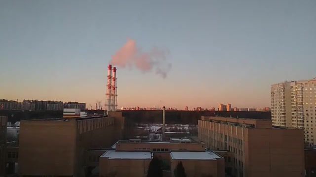 Winter sunset, sunset, look through the window, sky, evening, moscow, tushino, tushino district, winter, cold, steam, live, pink sunset, nature travel.