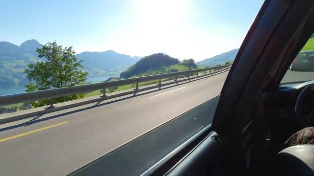 Summer. Car. Green. Alps. Swiss. Sun. Nature Travel.