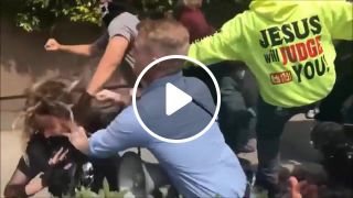 Antifa girl gets punched