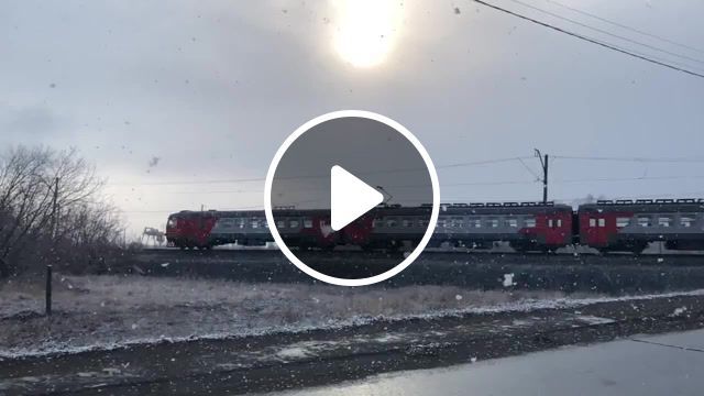 Spring snow, train, nature travel. #0