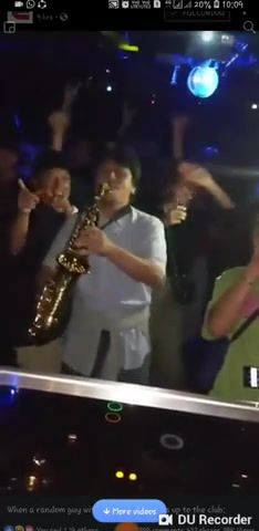 Random guy shows up with a saxophone and takes the club by storm, music.