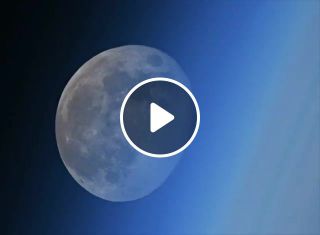 Moon filmed from space station
