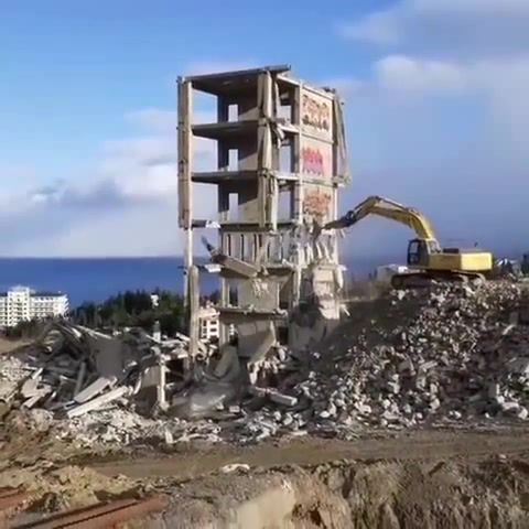 This is the end. excavator waying building demolition fail, this is the end, demolition fail, fail, building demolition fail, building demolition, excavator, excavator waying, science technology.