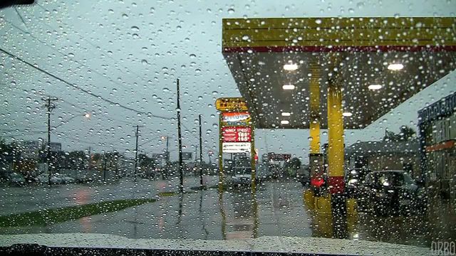 Dashcam drizzle, eleprimer, music, cool, cinemagraph, street, gas station, wheather, loop, gif, wait, road, auto, car, rain, wow, dash cam, orbo, live pictures.