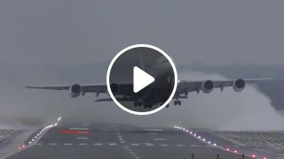 Airbus A380 Extreme takeoff Lots of Snow spray