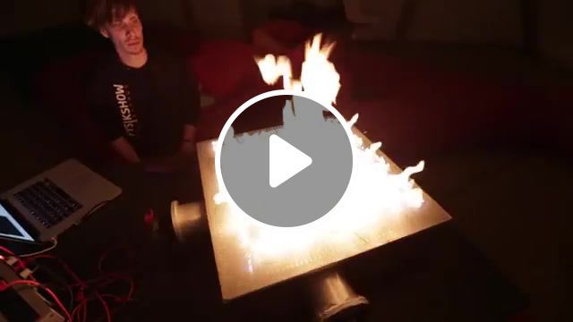 Musical fire table, veritasium, science, physics, rubens tube, pyro board, pyro, board, standing wave, standing waves, fire, sound, music, wave, waves, flame, science technology. #0