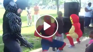 Spiderman, Iron Man, Venom, and Batman BOOTY DANCE at black kids birthday party