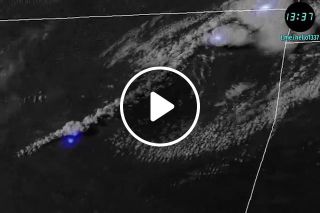 Clouds and lightning over Oklahoma from satellites