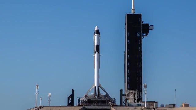 Falcon 9 And Crew Dragon Are Vertical On The Launch Pad. Falcon 9. Crew Dragon. Nasa. Spacex. Elon Musk. Space. Cosmos. Tech. Engeneer. Omg. Wtf. Wow. Science Technology.