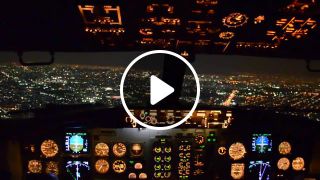AF607105 boeing 737 landing at night