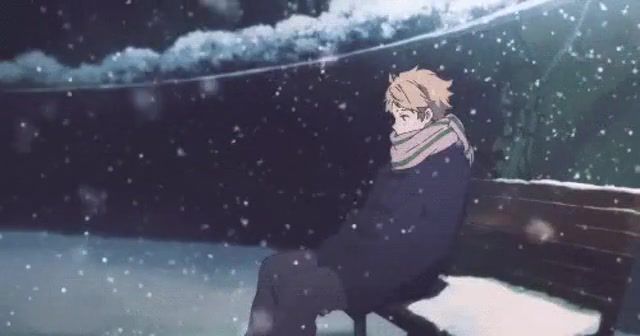 Snowing, anime, gif, sad, alone, tentacion, snow, kyoukai no kanata, music, jocelyn flores.