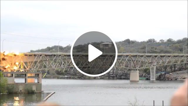 Bridge implosion in marble falls tx with slow motion, demolition, 120fps, slow motion, nikon d800, canon powershot sx260 hs, people hollerin', texas, explosion, implosion, bridge, marble falls, 281. #0