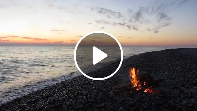 The sound of waves, noise, waves, sound, bonfire, flame, fire, black, sea, game, flames, and, relaxation, meditation, twilight, sunset at sea, sound of fire and waves, burn, top. #0