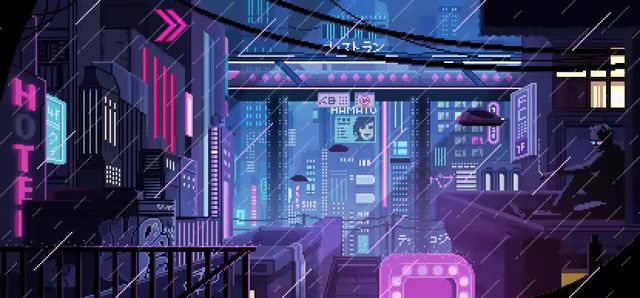 8 bit city, Anime, Mr Kitty, After Dark, Cyberpunk, City, 8bit, Gaming