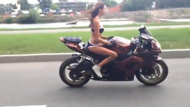 Bikini Girl on Motorcycle Suzuki GSX R