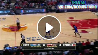 Benny the bull dives off court during bulls clippers tip off
