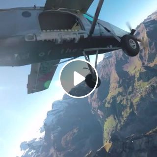 Wingsuit pilots jumped off a mountain and landed on a plane