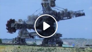 Giant bucket wheel excavator gets blown up in spectacular demolition