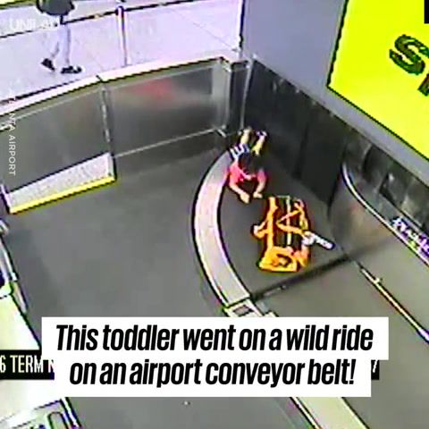 This 2 year old on the baggage conveyor ride, science technology.