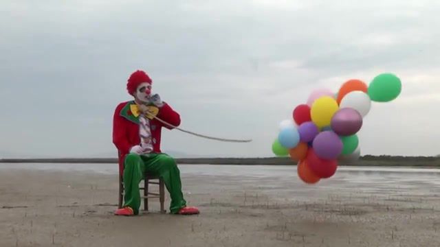 The saddest clown 2, the saddest, clown, air balloons, wasteland, rope, nature travel.