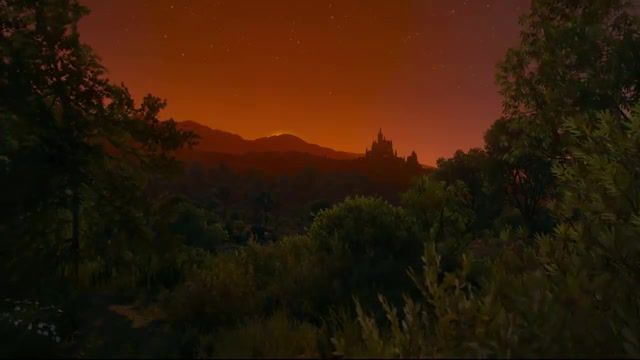 Toussaint night is coming live wallpaper, witcher 3, toussaint, soundtrack, music, witcher 3 wild hunt, live wallpaper, landscape, blood and wine, witcher, castle, sunset, nature, nature travel.