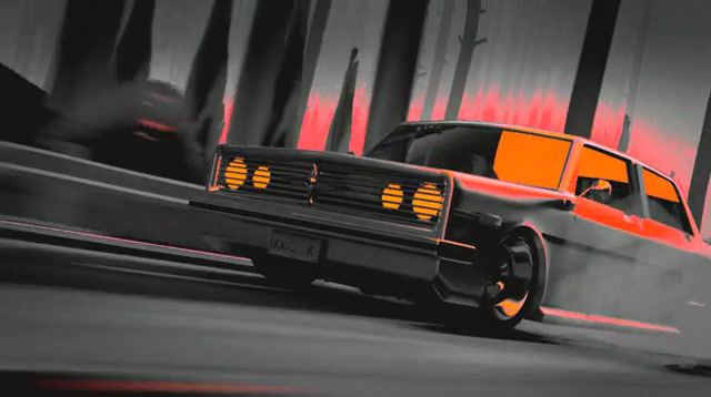Back in black, Leather Teeth, Carpenter Brut, Forest, Run, Nice, Culture, Song, Ost, Gif, Vector Graphics, Car, Back In Black, Acdc, Art, Art Design