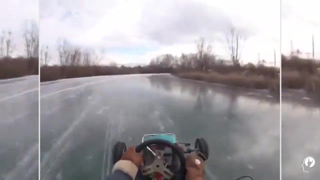 Rider on the ice, Ice, Winter, Snow, Crazy, Mad, Cool, Spin, Gokart, Karting, River, Vehicle, Speed, Cars, Auto Technique