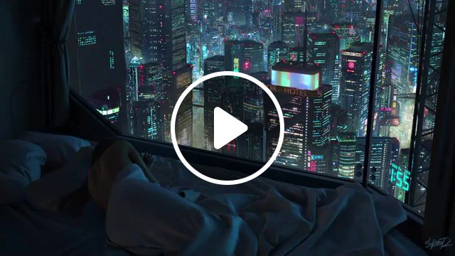 Night to forget, art, girl, bed, night, city, tokyo, japan, movie, anime, song, amv, animation, sky, music, sadness, thoughts, love, feelings, neon, 8bit, art design. #1