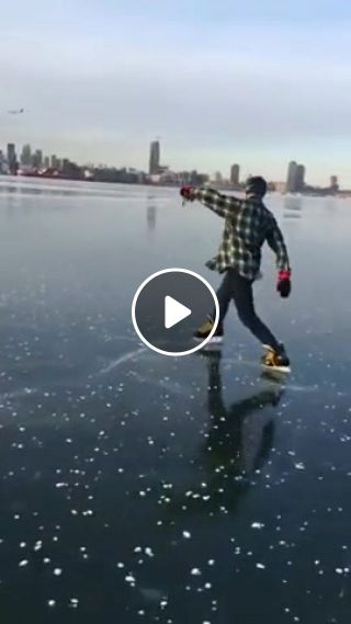 Ice skating on Toronto's frozen harbor