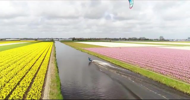 Kiteboarding In Dutch Flowers, Klingande Pumped Up, Drone, Channelsurfing, Kitesurfing, Kiteboarding, Flowers Of Holland, Dutch Flowers, Nature Travel