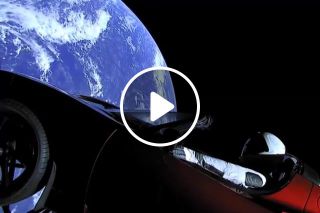 Elon Musk's SpaceX Starman in Orbit Driving a Tesla Roadster