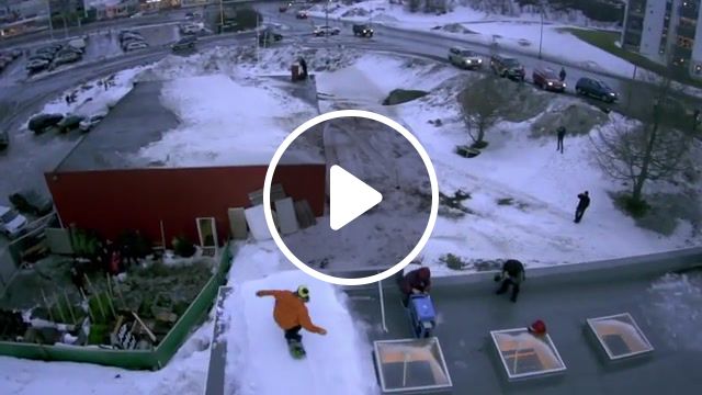 Backflip from roof, halldor helgason, snow, nike, never not, snowboarding, roof gap, back flip, neck brace, iceland, snowboard, urban, roof to roof, sports. #1
