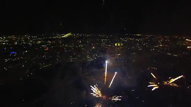 Fireworks filmed with a drone, Nature Travel